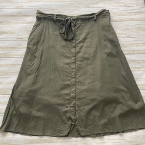 Military green midi skirt from loft. Size 16